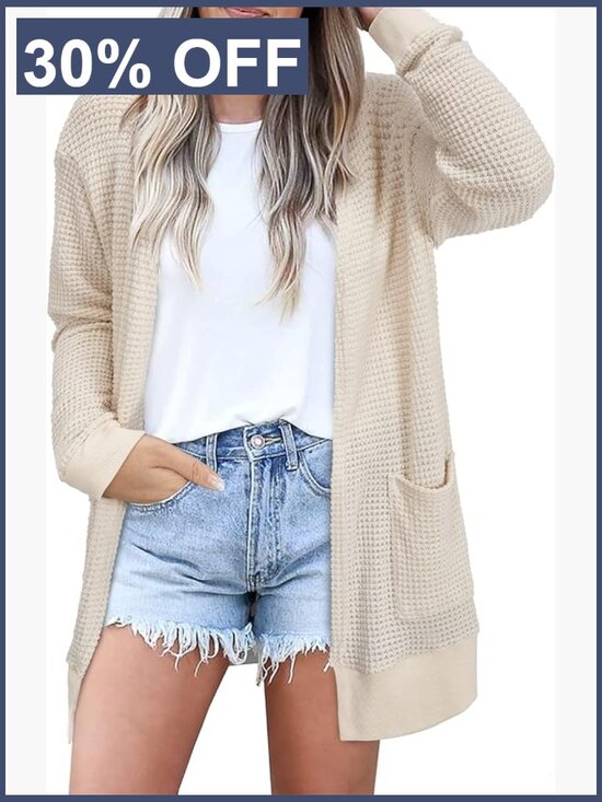 Sweaters - Lightweight Open Front Cardigan with Pockets Floral Knit